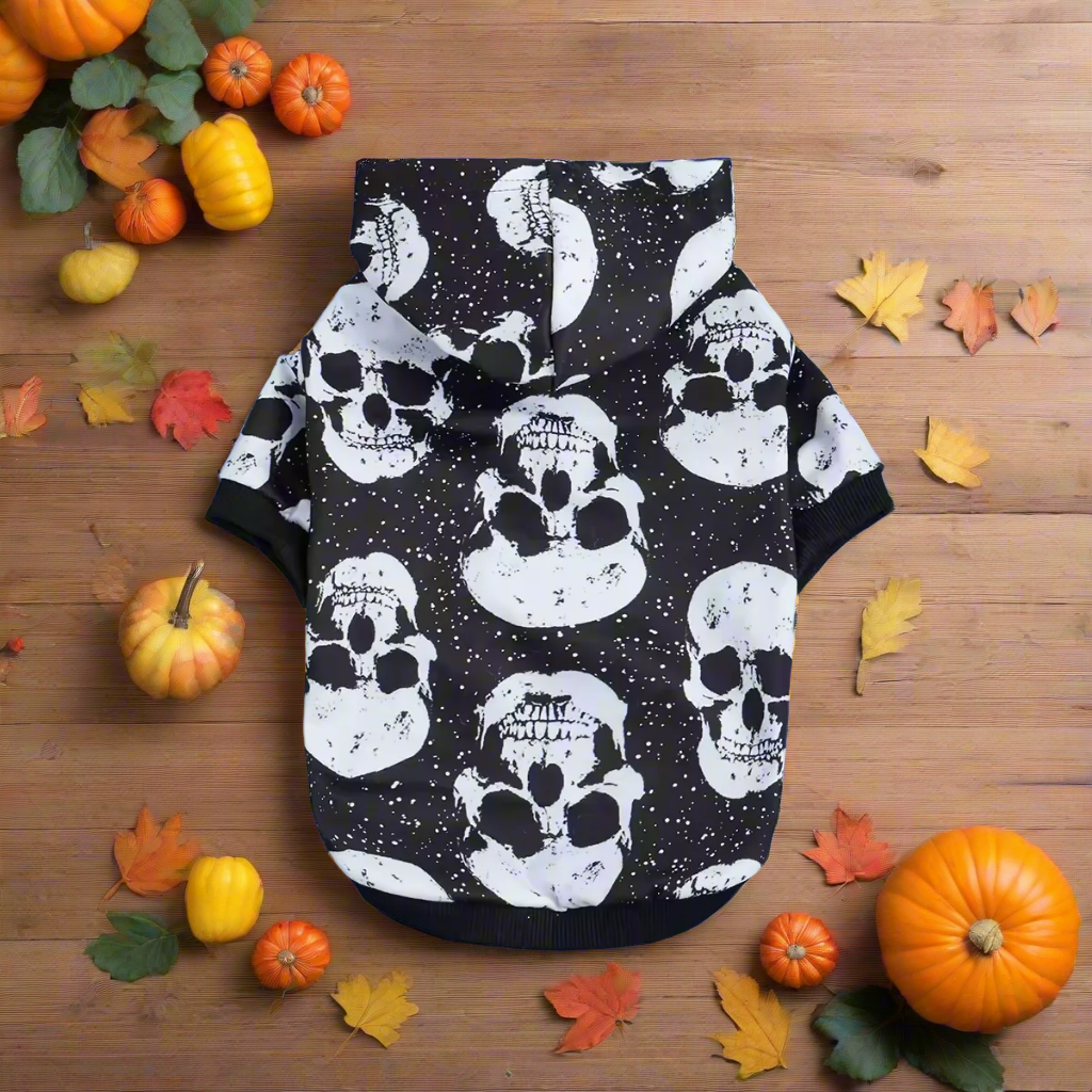 Halloween Skull Dog Hoodie – Spooky Pet Sweatshirt for Dogs & Cats, Funny Puppy Hoodie Costume Outfit (XS–XXL)