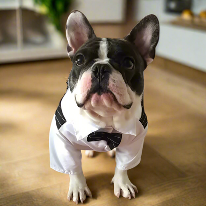 French Bulldog Dog Tuxedo Suit – Wedding Formal Pet Outfit with Bow Tie for Small Dogs, Pug, Corgi, Party Puppy Costume XS–XXL