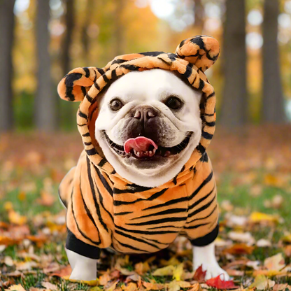 Tiger Dog Costume Hoodie – Thick Warm Pet Clothes for Cats & Small Medium Dogs, Chihuahua, Puppy Outfit Winter Halloween Cosplay